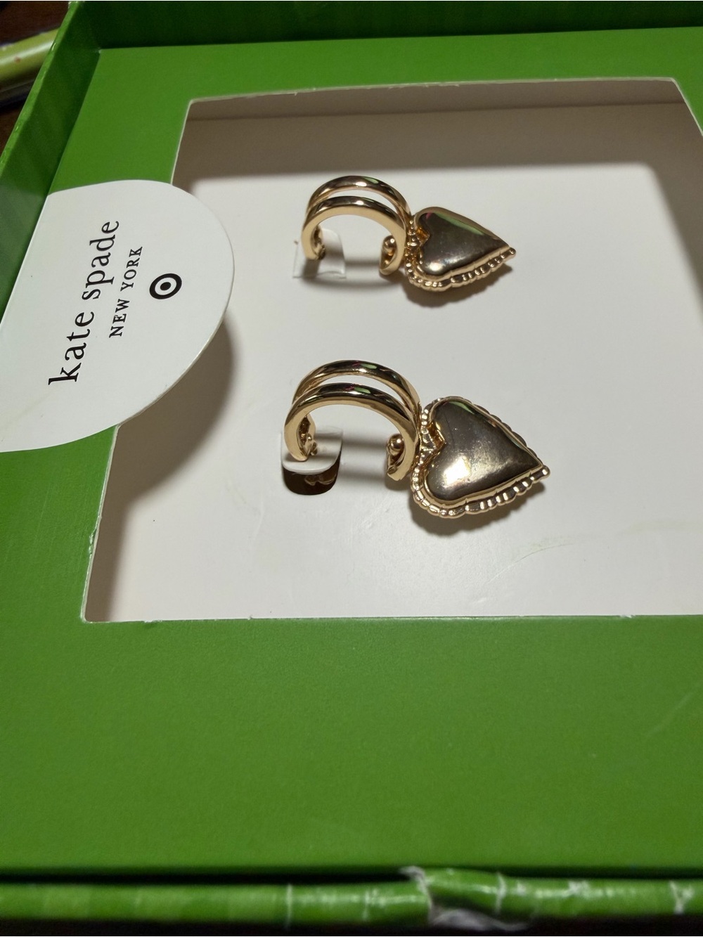 Kate Spade New York & Target Colab Gold Heart Drop Earrings. NWT. - Picture 3 of 8